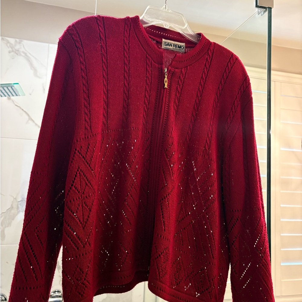 San Remo Red Zip Cardigan
